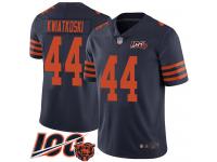 #44 Limited Nick Kwiatkoski Navy Blue Football Men's Jersey Chicago Bears Rush Vapor Untouchable 100th Season