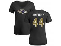 #44 Marlon Humphrey Black Football Name & Number Logo Women's Baltimore Ravens T-Shirt
