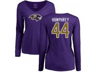 #44 Marlon Humphrey Purple Football Name & Number Logo Women's Baltimore Ravens Long Sleeve T-Shirt