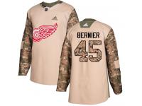 #45 Adidas Authentic Jonathan Bernier Men's Camo NHL Jersey - Detroit Red Wings Veterans Day Practice
