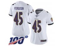 #45 Limited Jaylon Ferguson White Football Road Women's Jersey Baltimore Ravens Vapor Untouchable 100th Season