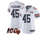 #45 Limited Joel Iyiegbuniwe White Football Women's Jersey Chicago Bears 100th Season