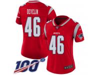 #46 Limited James Develin Red Football Women's Jersey New England Patriots Inverted Legend 100th Season