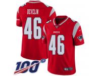 #46 Limited James Develin Red Football Youth Jersey New England Patriots Inverted Legend 100th Season