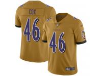 #46 Limited Morgan Cox Gold Football Men's Jersey Baltimore Ravens Inverted Legend Vapor Rush