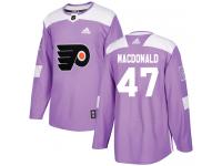 #47 Authentic Andrew MacDonald Purple Adidas NHL Men's Jersey Philadelphia Flyers Fights Cancer Practice