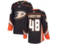 #48 Adidas Authentic Isac Lundestrom Youth Black NHL Jersey - Home Anaheim Ducks