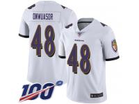 #48 Limited Patrick Onwuasor White Football Road Youth Jersey Baltimore Ravens Vapor Untouchable 100th Season