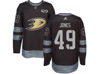 #49 Adidas Authentic Max Jones Men's Black NHL Jersey - Anaheim Ducks 1917-2017 100th Anniversary