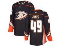 #49 Adidas Authentic Max Jones Men's Black NHL Jersey - Home Anaheim Ducks