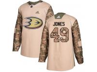 #49 Adidas Authentic Max Jones Men's Camo NHL Jersey - Anaheim Ducks Veterans Day Practice