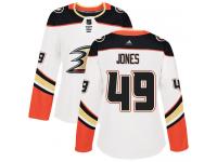 #49 Adidas Authentic Max Jones Women's White NHL Jersey - Away Anaheim Ducks