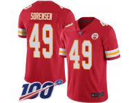 #49 Limited Daniel Sorensen Red Football Home Youth Jersey Kansas City Chiefs Vapor Untouchable 100th Season