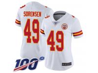 #49 Limited Daniel Sorensen White Football Road Women's Jersey Kansas City Chiefs Vapor Untouchable 100th Season