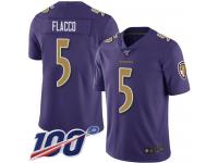 #5 Limited Joe Flacco Purple Football Men's Jersey Baltimore Ravens Rush Vapor Untouchable 100th Season