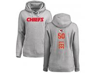 #50 Darron Lee Ash Football Backer Women's Kansas City Chiefs Pullover Hoodie