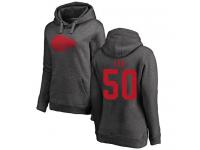 #50 Darron Lee Ash Football One Color Women's Kansas City Chiefs Pullover Hoodie