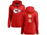 #50 Darron Lee Red Football Backer Women's Kansas City Chiefs Pullover Hoodie