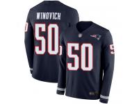 #50 Limited Chase Winovich Navy Blue Football Men's Jersey New England Patriots Therma Long Sleeve