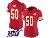 #50 Limited Darron Lee Red Football Home Women's Jersey Kansas City Chiefs Vapor Untouchable 100th Season