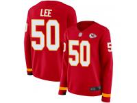 #50 Limited Darron Lee Red Football Women's Jersey Kansas City Chiefs Therma Long Sleeve