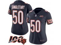 #50 Limited Mike Singletary Navy Blue Football Home Women's Jersey Chicago Bears 100th Season