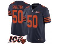 #50 Limited Mike Singletary Navy Blue Football Men's Jersey Chicago Bears Rush Vapor Untouchable 100th Season