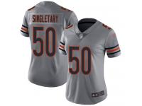 #50 Limited Mike Singletary Silver Football Women's Jersey Chicago Bears Inverted Legend Vapor Rush