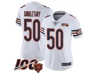 #50 Limited Mike Singletary White Football Road Women's Jersey Chicago Bears Vapor Untouchable 100th Season