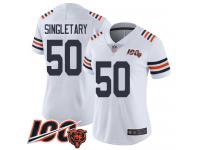 #50 Limited Mike Singletary White Football Women's Jersey Chicago Bears 100th Season