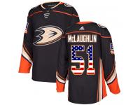 #51 Adidas Authentic Blake McLaughlin Youth Black NHL Jersey - Anaheim Ducks USA Flag Fashion