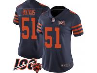 #51 Limited Dick Butkus Navy Blue Football Women's Jersey Chicago Bears Rush Vapor Untouchable 100th Season