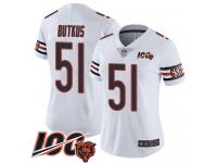 #51 Limited Dick Butkus White Football Road Women's Jersey Chicago Bears Vapor Untouchable 100th Season