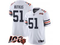 #51 Limited Dick Butkus White Football Youth Jersey Chicago Bears 100th Season