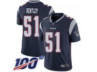 #51 Limited Ja'Whaun Bentley Navy Blue Football Home Men's Jersey New England Patriots Vapor Untouchable 100th Season