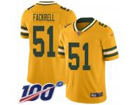 #51 Limited Kyler Fackrell Gold Football Men's Jersey Green Bay Packers Inverted Legend 100th Season