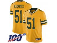 #51 Limited Kyler Fackrell Gold Football Men's Jersey Green Bay Packers Rush Vapor Untouchable 100th Season
