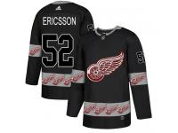 #52 Adidas Authentic Jonathan Ericsson Men's Black NHL Jersey - Detroit Red Wings Team Logo Fashion