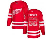 #52 Adidas Authentic Jonathan Ericsson Men's Red NHL Jersey - Detroit Red Wings Drift Fashion