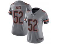 #52 Limited Khalil Mack Silver Football Women's Jersey Chicago Bears Inverted Legend Vapor Rush
