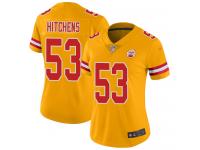 #53 Limited Anthony Hitchens Gold Football Women's Jersey Kansas City Chiefs Inverted Legend Vapor Rush