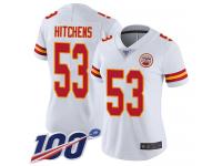#53 Limited Anthony Hitchens White Football Road Women's Jersey Kansas City Chiefs Vapor Untouchable 100th Season