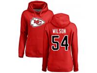 #54 Damien Wilson Red Football Name & Number Logo Women's Kansas City Chiefs Pullover Hoodie