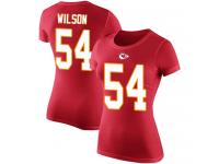 #54 Damien Wilson Red Football Rush Pride Name & Number Women's Kansas City Chiefs T-Shirt