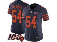 #54 Limited Brian Urlacher Navy Blue Football Women's Jersey Chicago Bears Rush Vapor Untouchable 100th Season