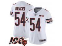 #54 Limited Brian Urlacher White Football Road Women's Jersey Chicago Bears Vapor Untouchable 100th Season