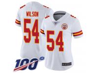 #54 Limited Damien Wilson White Football Road Women's Jersey Kansas City Chiefs Vapor Untouchable 100th Season