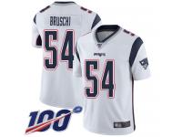 #54 Limited Tedy Bruschi White Football Road Men's Jersey New England Patriots Vapor Untouchable 100th Season