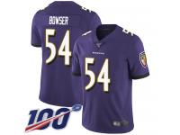 #54 Limited Tyus Bowser Purple Football Home Men's Jersey Baltimore Ravens Vapor Untouchable 100th Season