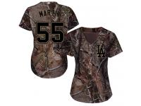 #55 Authentic Russell Martin Camo Baseball Women's Jersey Los Angeles Dodgers Realtree Collection Flex Base